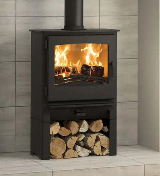 Broseley Evolution Desire Widescreen 5kw Multifuel Stove With Log Store - Leading Stoves UK